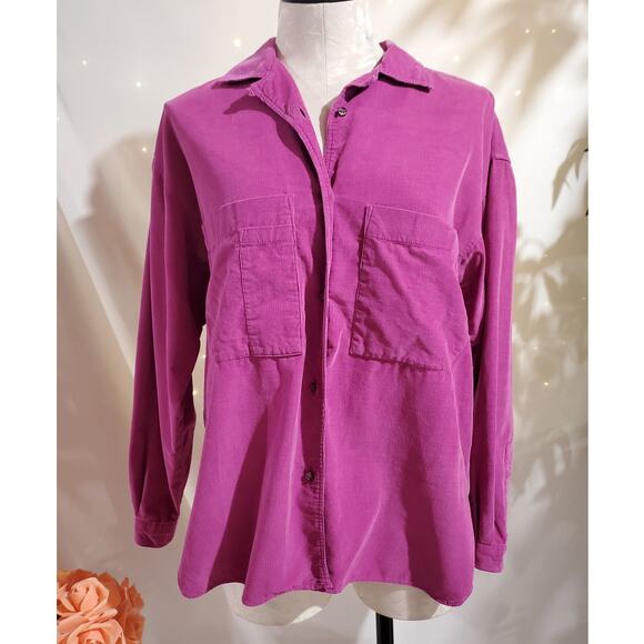 Patagonia Tops - Vtg Patagonia Womens Fine Wale Corduroy Button Shirt Size M Utility Pockets Pink